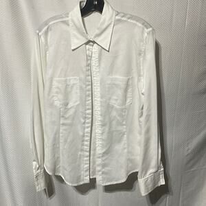 Anue vintage white waffle weave size M shaped blouse snap closure euc